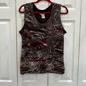 Requirements Brown and Red Patterned Tank Top